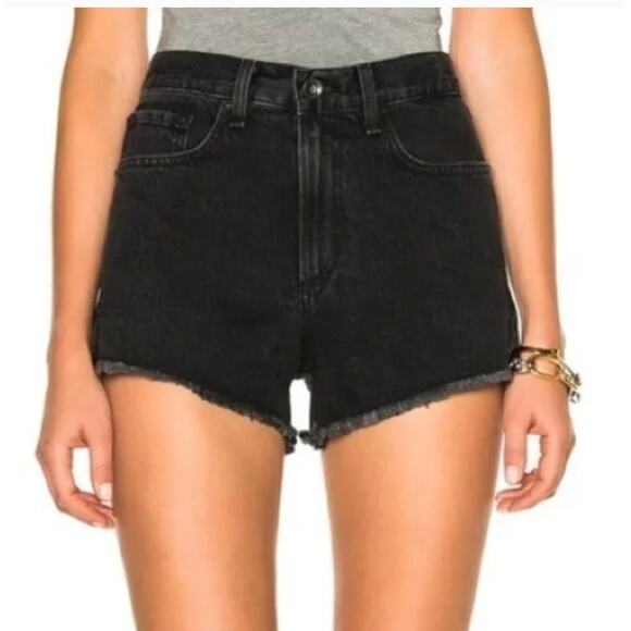Rag & Bone Shorts Womens 26 Black Justine High Rise Frayed Cutoff Casual Summer - Picture 1 of 10